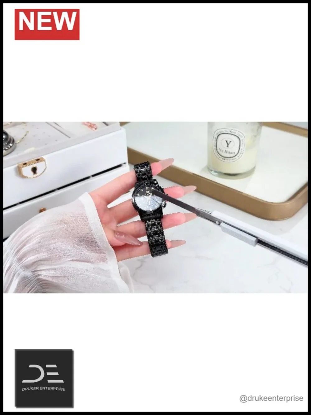 Multifunctional Two Tone Stainless Steel Quartz Watch with Diamond Accents