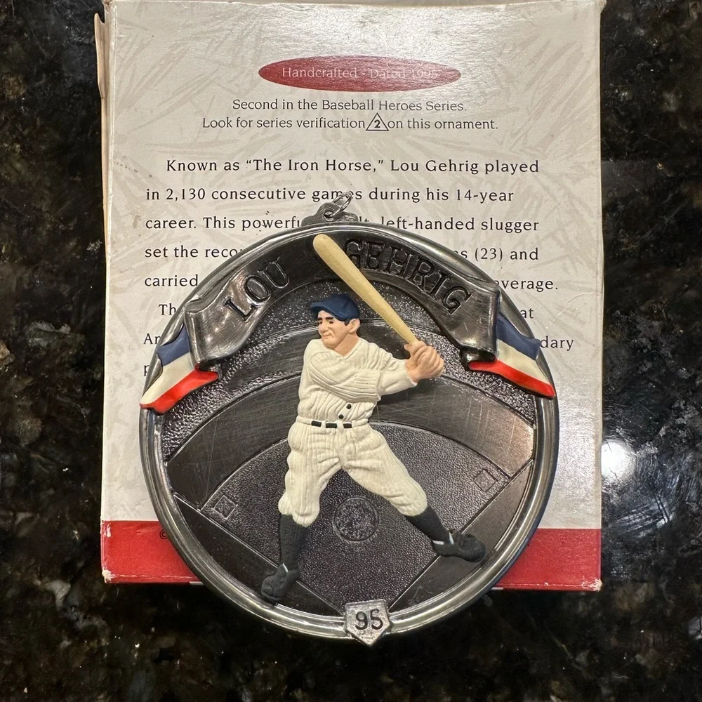Vintage Hallmark Lou‎ Gehrig Baseball Heroes Collector's Series Ornament - 1995
