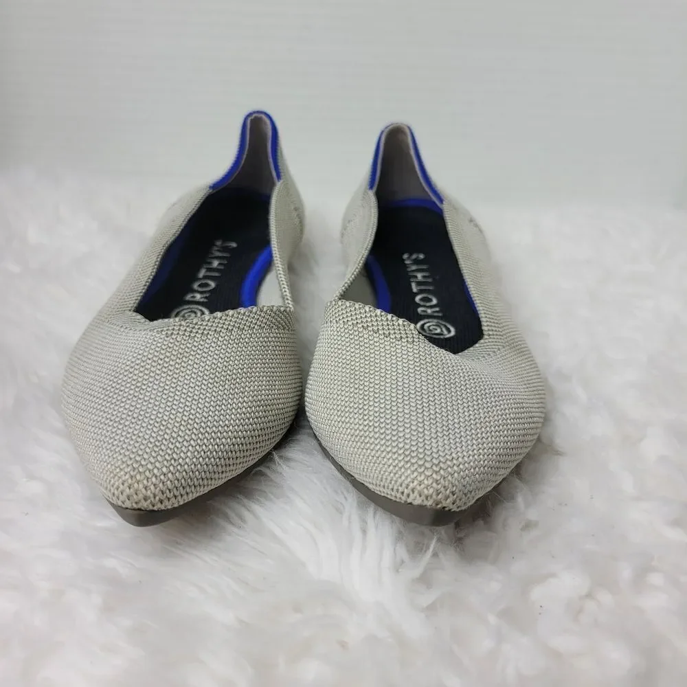 Rothy’s Flax Birdseye Womens Size 8.5  Light Grey Pointed Flats Retired