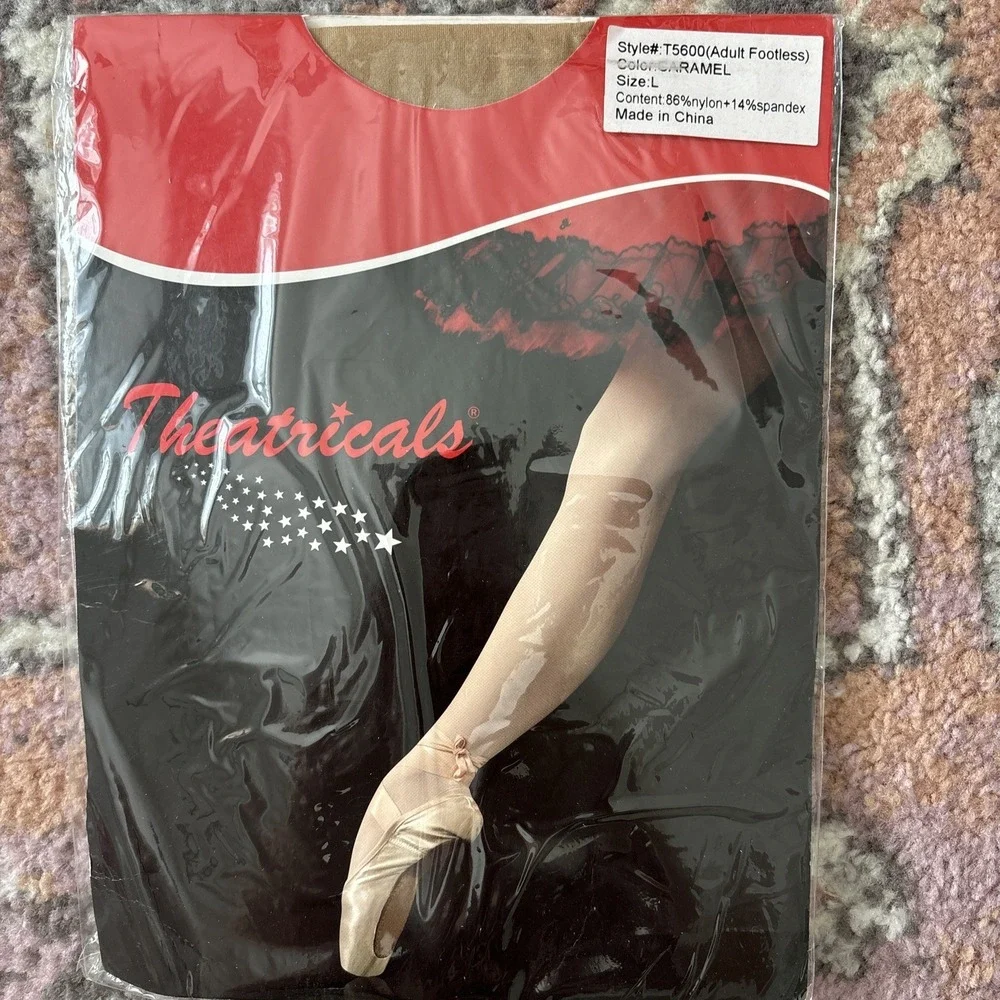Theatricals Classwear Style T5600 Footless Dance Tights Size Large Caramel