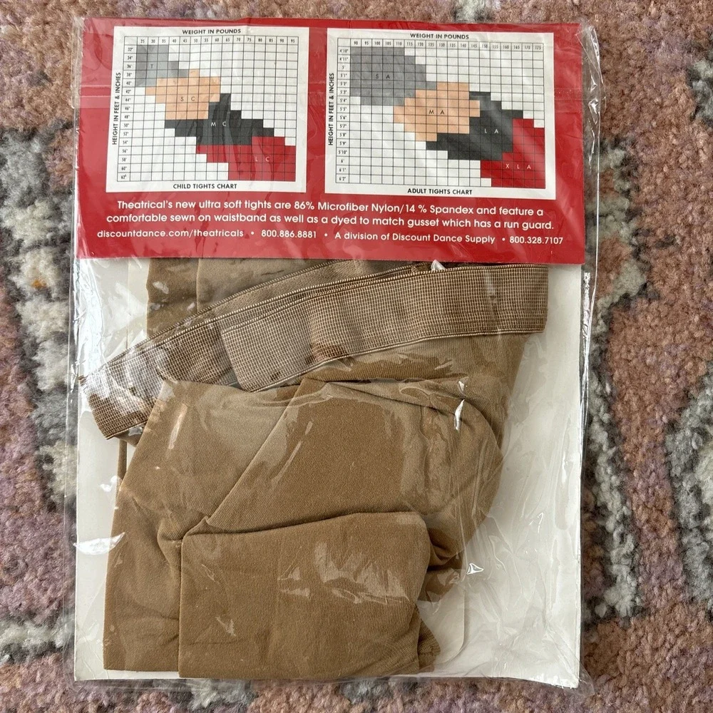 Theatricals Classwear Style T5600 Footless Dance Tights Size Large Caramel