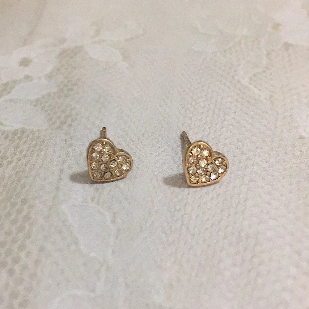 Gold Heart Earrings Small Dainty Feminine Girly