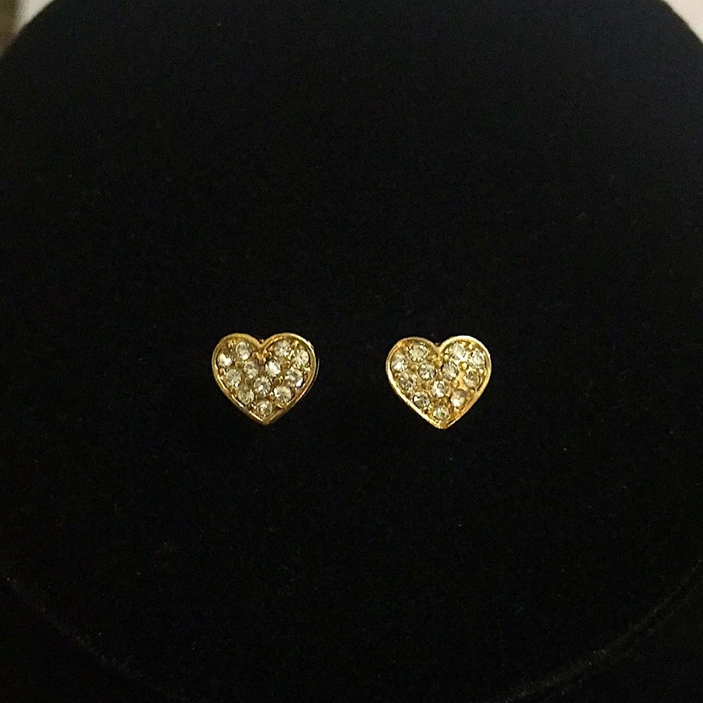 Gold Heart Earrings Small Dainty Feminine Girly