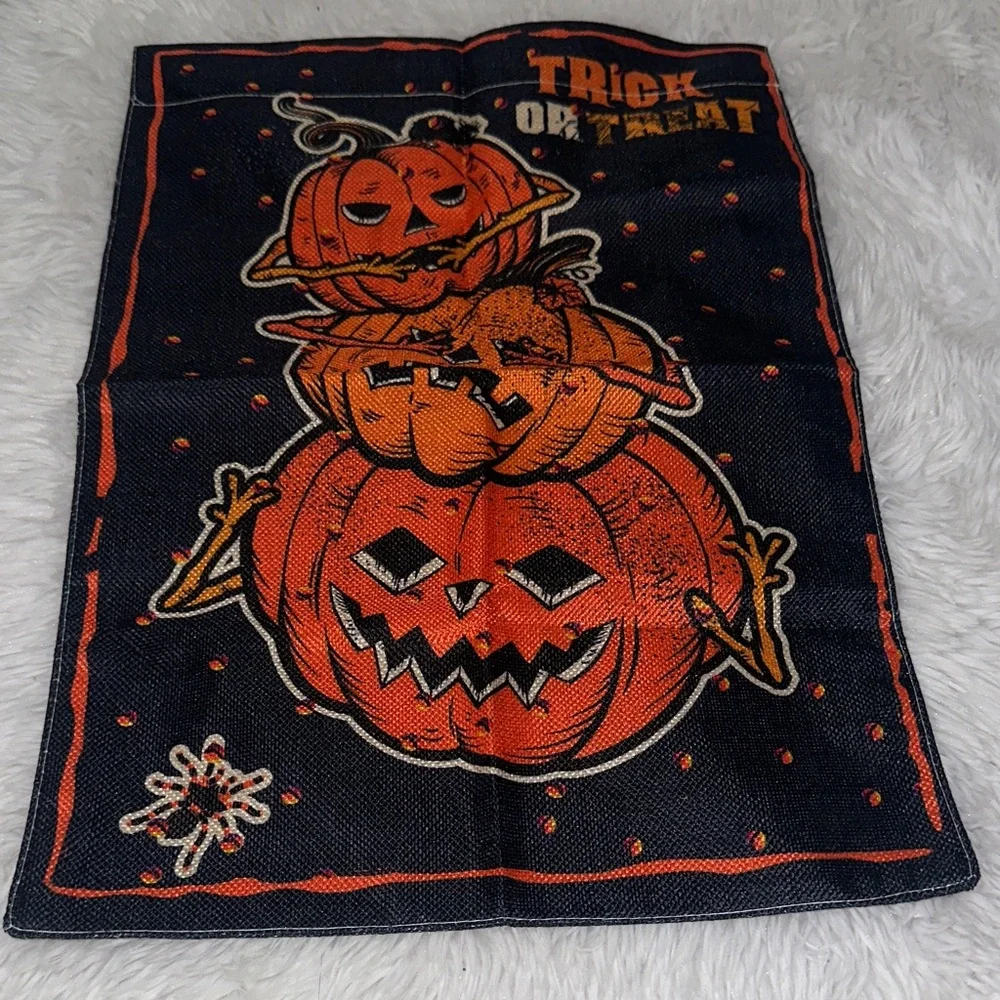 Halloween Trick or Treat Pumpkin Outdoor Tapestry Flag‎ Jack O’ Lantern Design