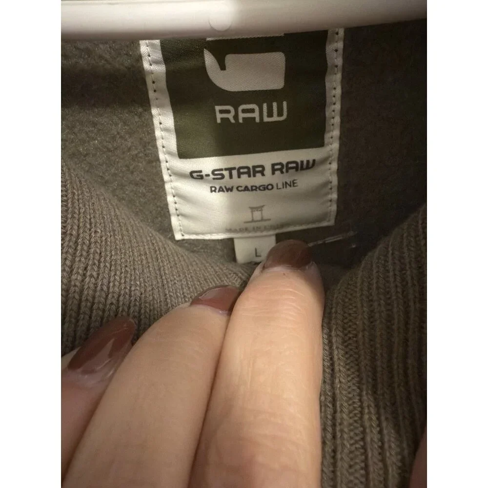 G-Star Raw Cargo Line Shawl Neck Sweatshirt Olive‎ Green Buckle Detail Mens L