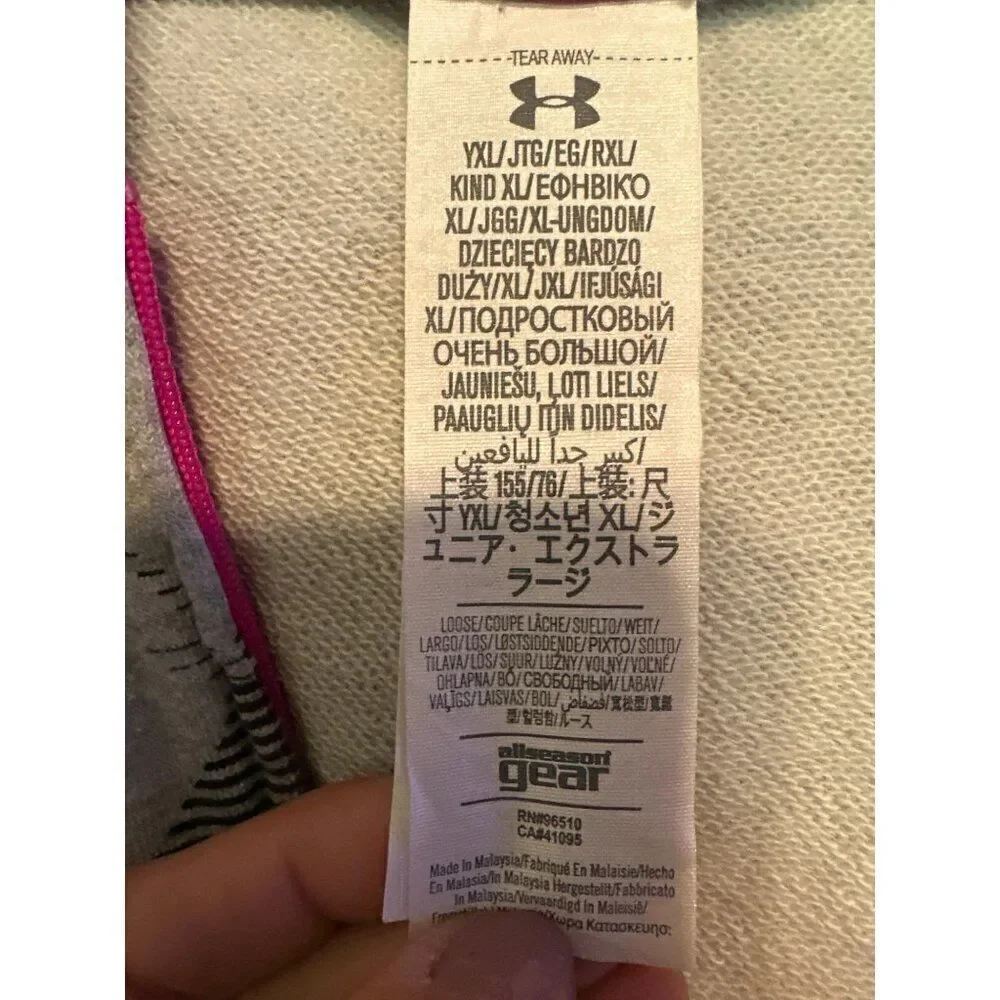 Under Armour Gray & Pink Zip Up Hoodie Vest  Size Youth XL‎