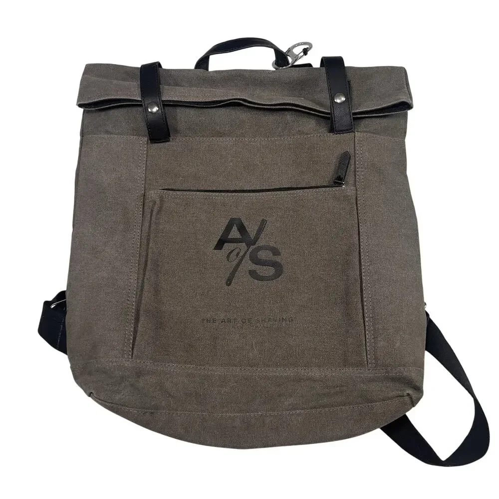 ART of SHAVING Backpack Large Gray Canvas Travel Utility Casual Logo Authentic