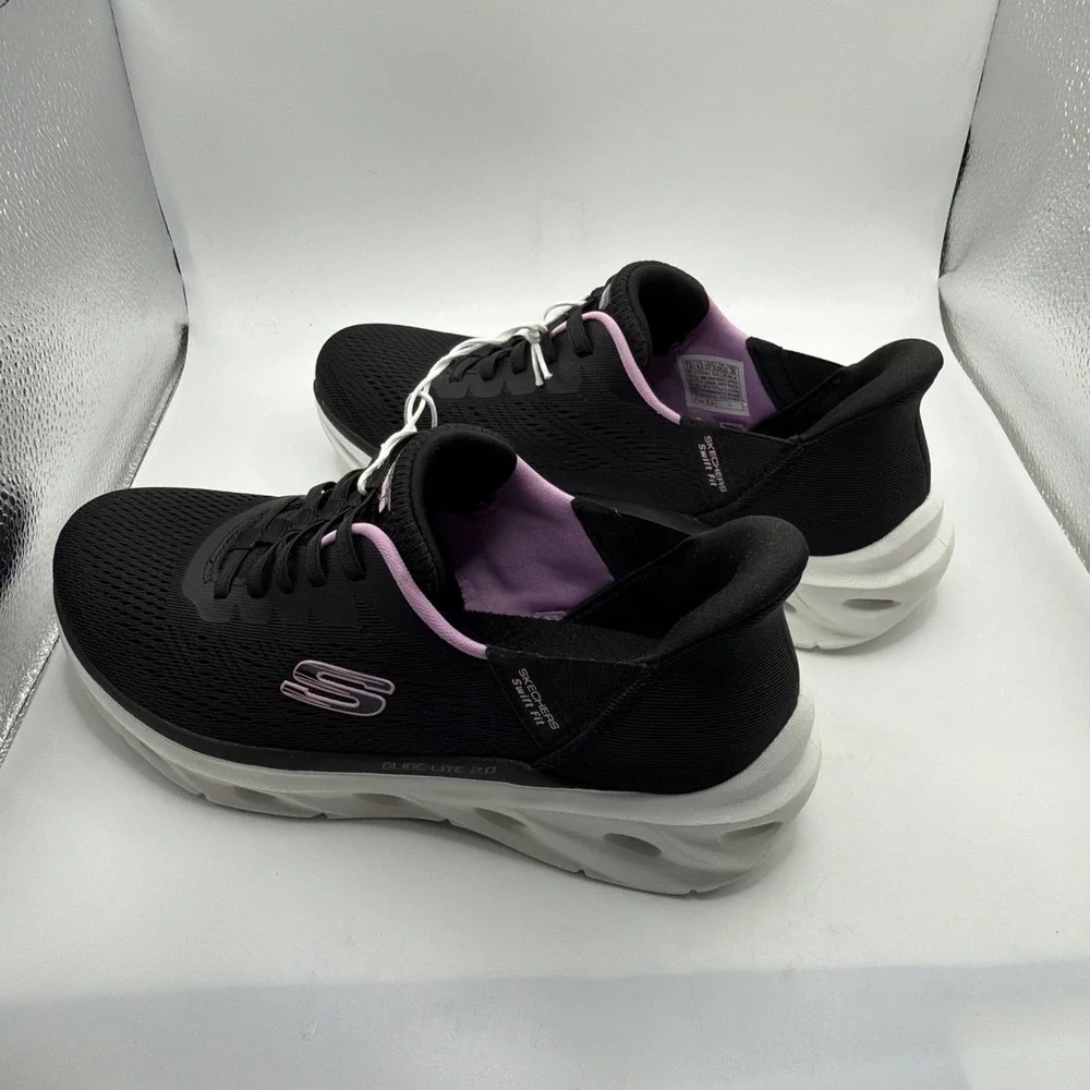 SKECHERS Hands Free‎ Swift Fit Mesh Sneakers Black Pink Lace Up. Size 7