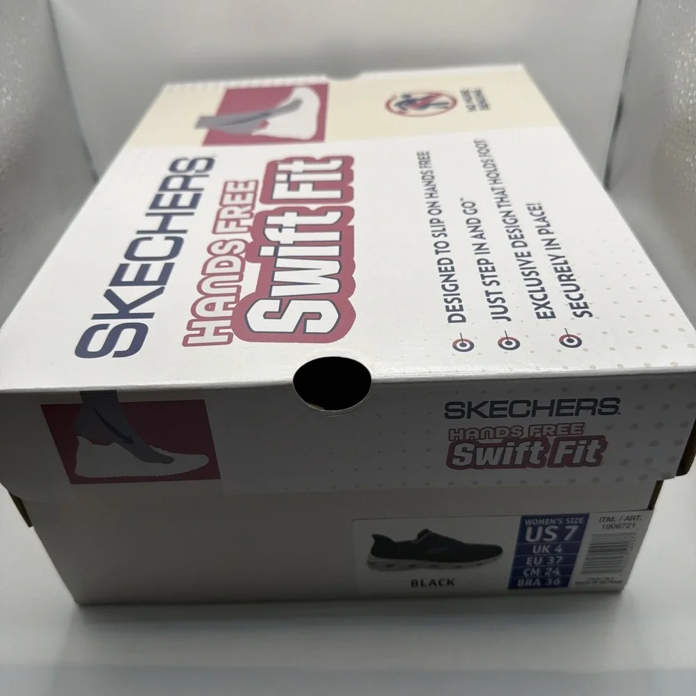 SKECHERS Hands Free‎ Swift Fit Mesh Sneakers Black Pink Lace Up. Size 7