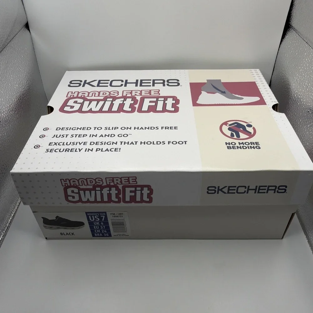 SKECHERS Hands Free‎ Swift Fit Mesh Sneakers Black Pink Lace Up. Size 7