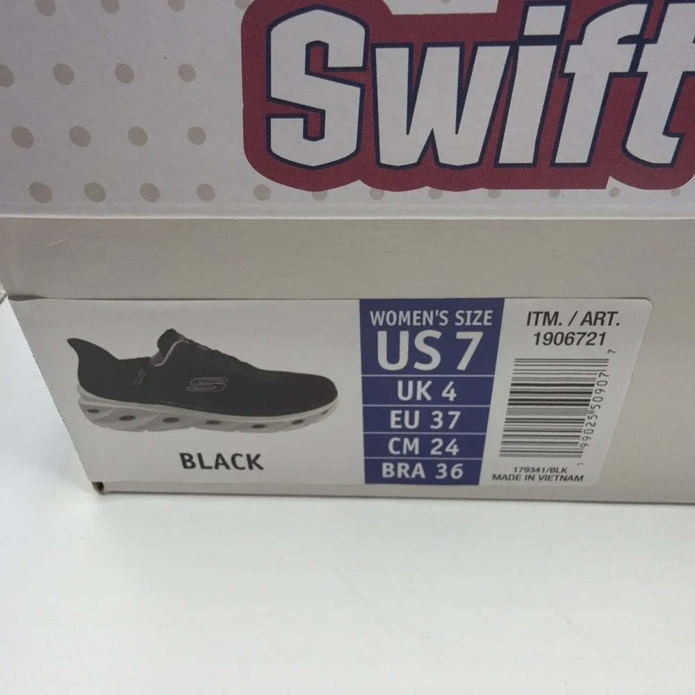SKECHERS Hands Free‎ Swift Fit Mesh Sneakers Black Pink Lace Up. Size 7