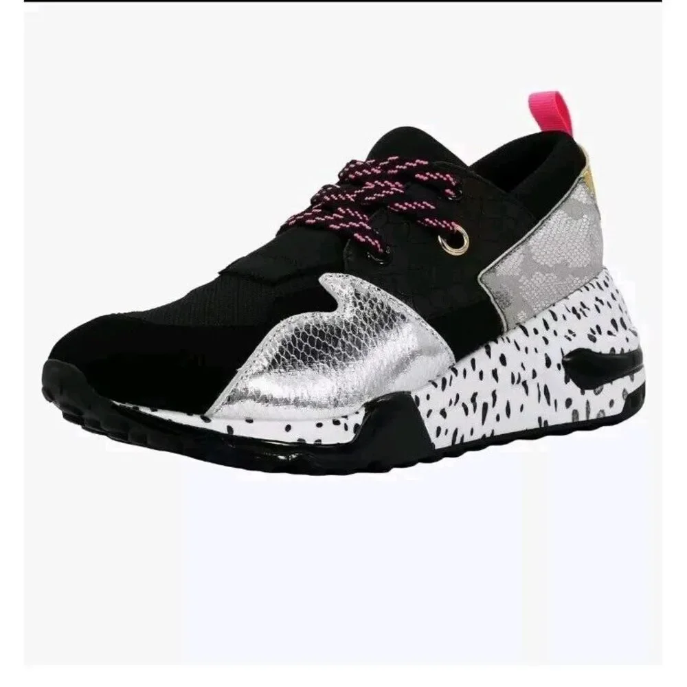 STEVEN MADDEN LIMITED EDITION CLIFF SNEAKERS SIZE  8.5‎ Silver Black Pink Nice