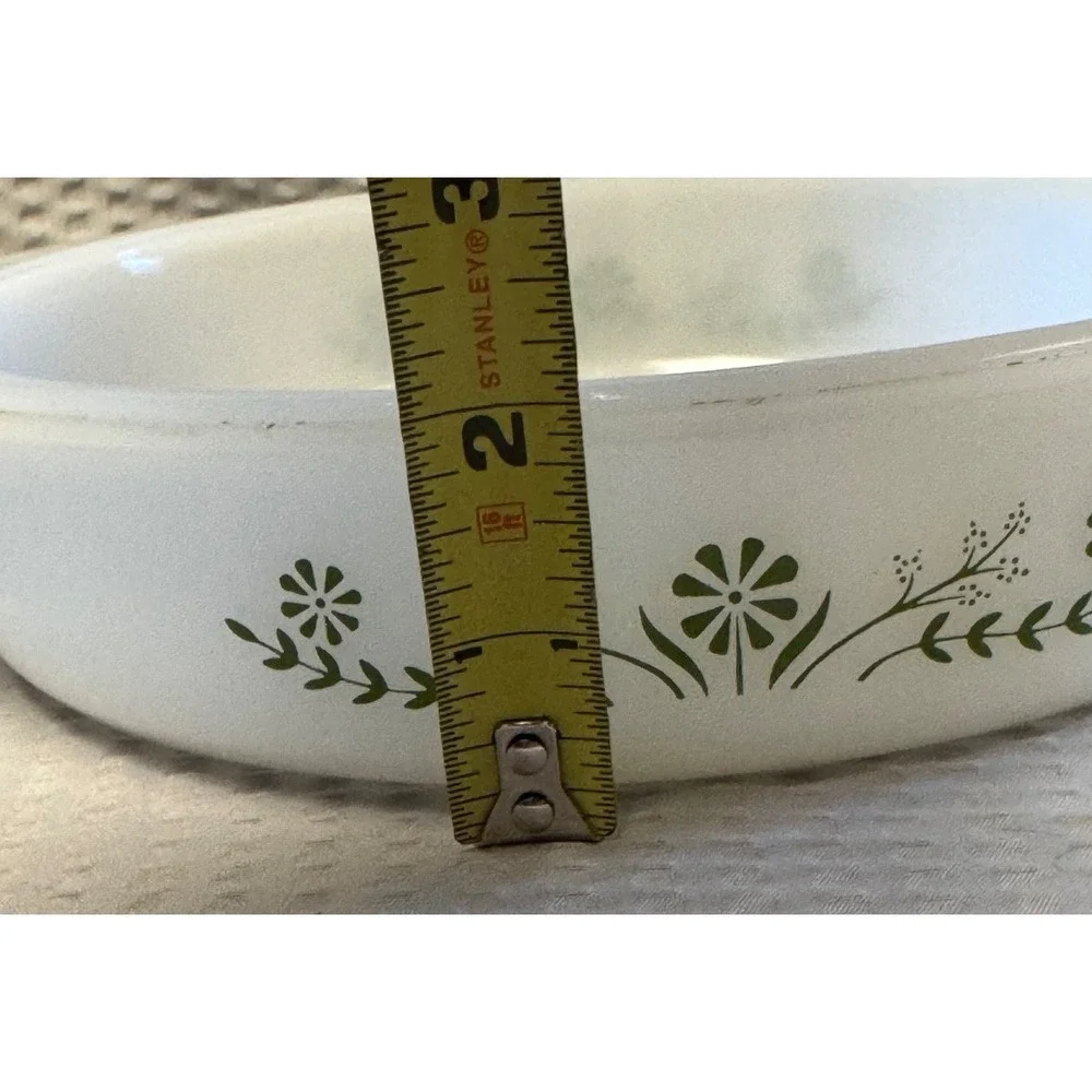 Vintage Glasbake Green Daisy Round 8