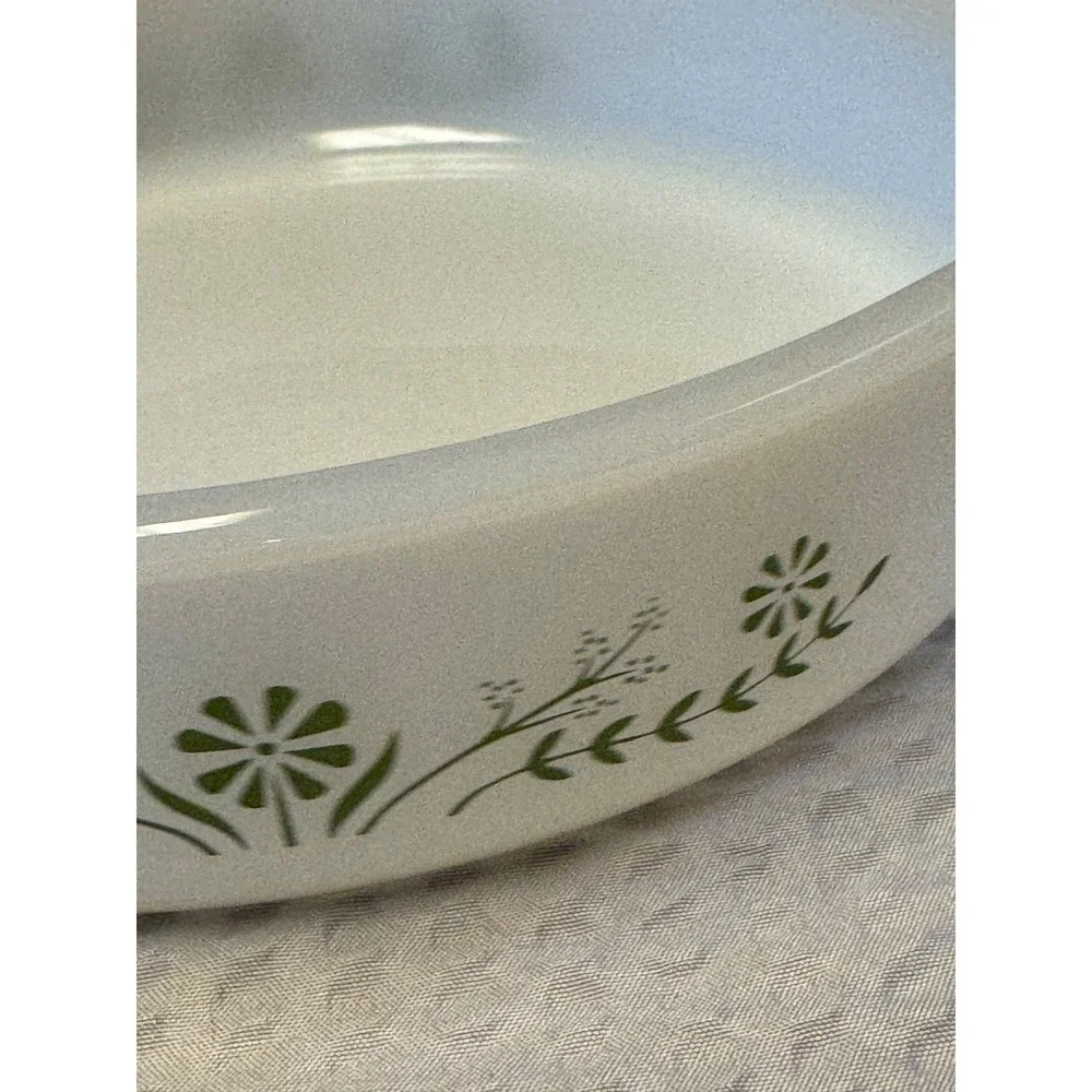 Vintage Glasbake Green Daisy Round 8