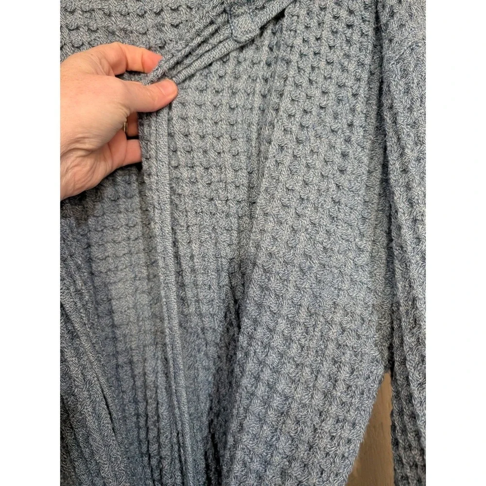 Onsen Hooded Waffle Robe Denim Blue Size L Supima Cotton Luxury Spa Huckberry‎