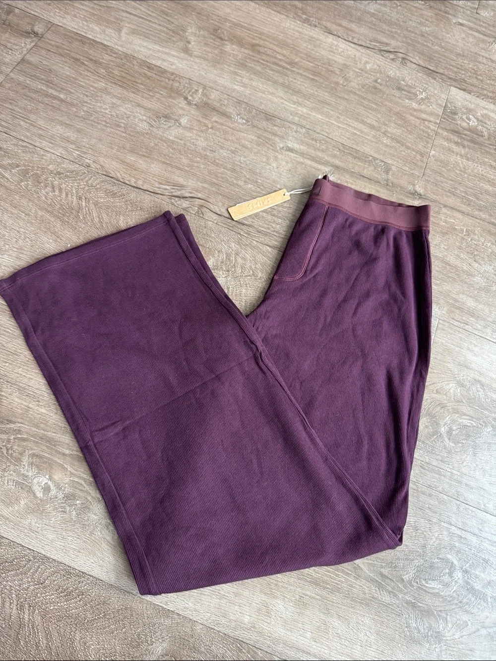 SKIMS Cotton‎ Ribbed Relaxed Pant Currant small New With Tags Lounge Wide Leg