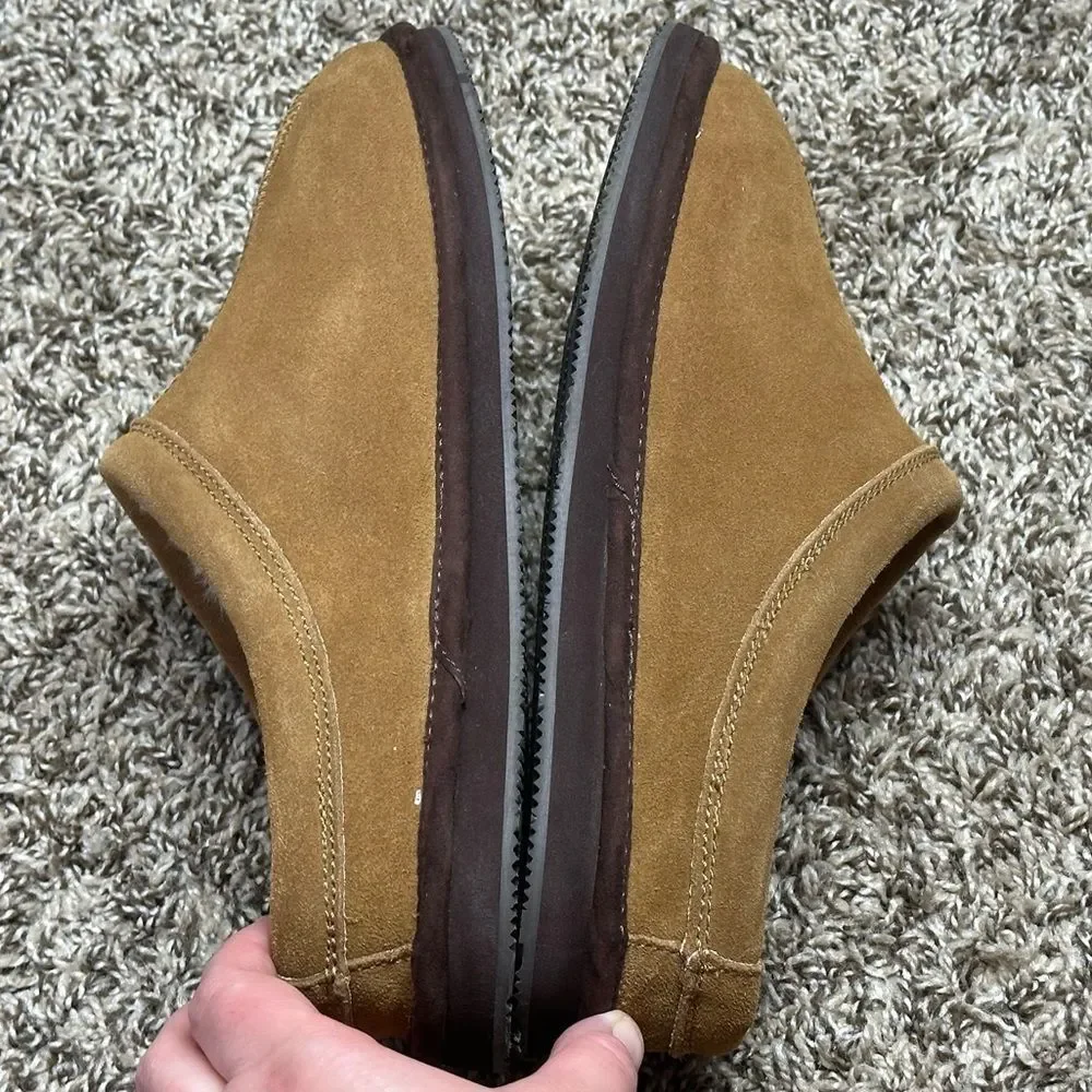 Mypillow Myslipper Men's Leather Uppers Faux Fur Lining Size 9