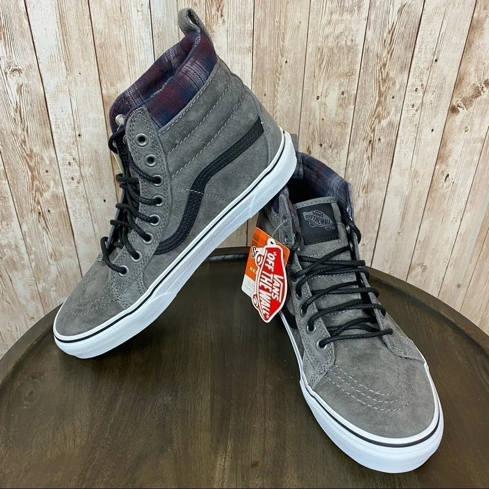 Vans Sk8-Hi MTE Pewter Plaid High Top Hiking Boot Sneaker‎ Size 9.5 Women