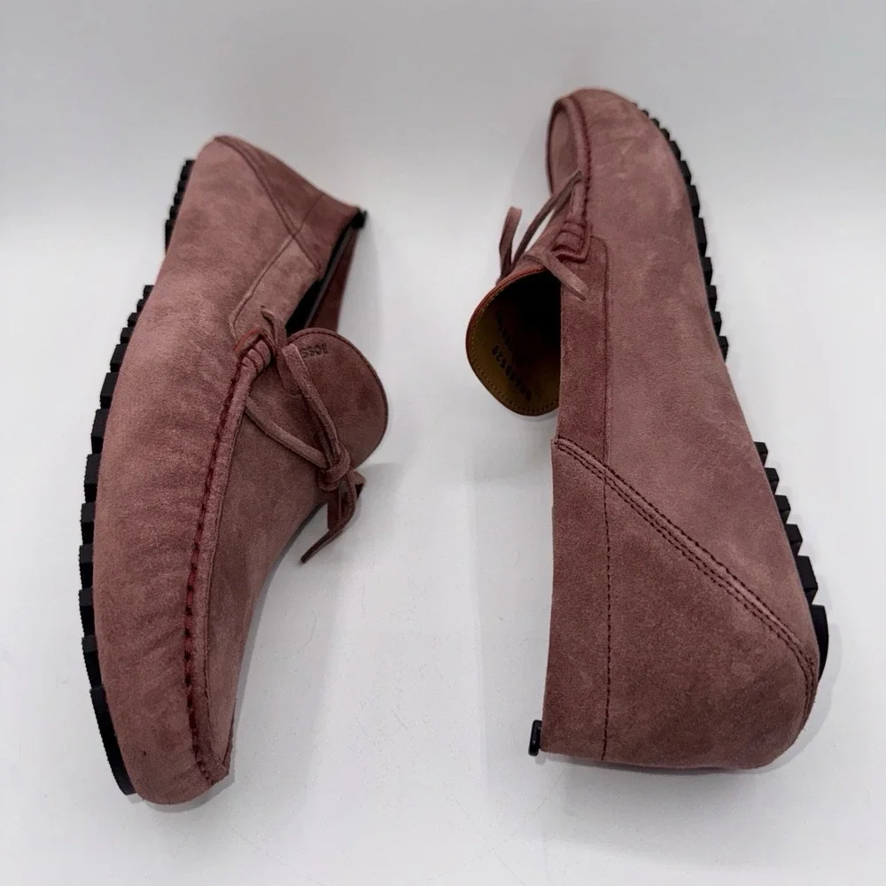 Hugo Boss Driver Mix Saddle Loafers‎ Men's Size 9.5 Open Pink Suede Dustbags