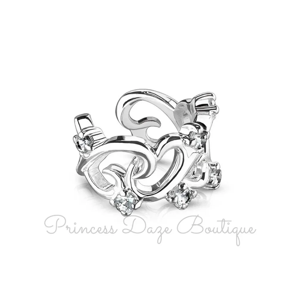 Silver Unique Diamond Clip On Ear Cuff /‎ Fake Cartilage Non-Piercing Earring