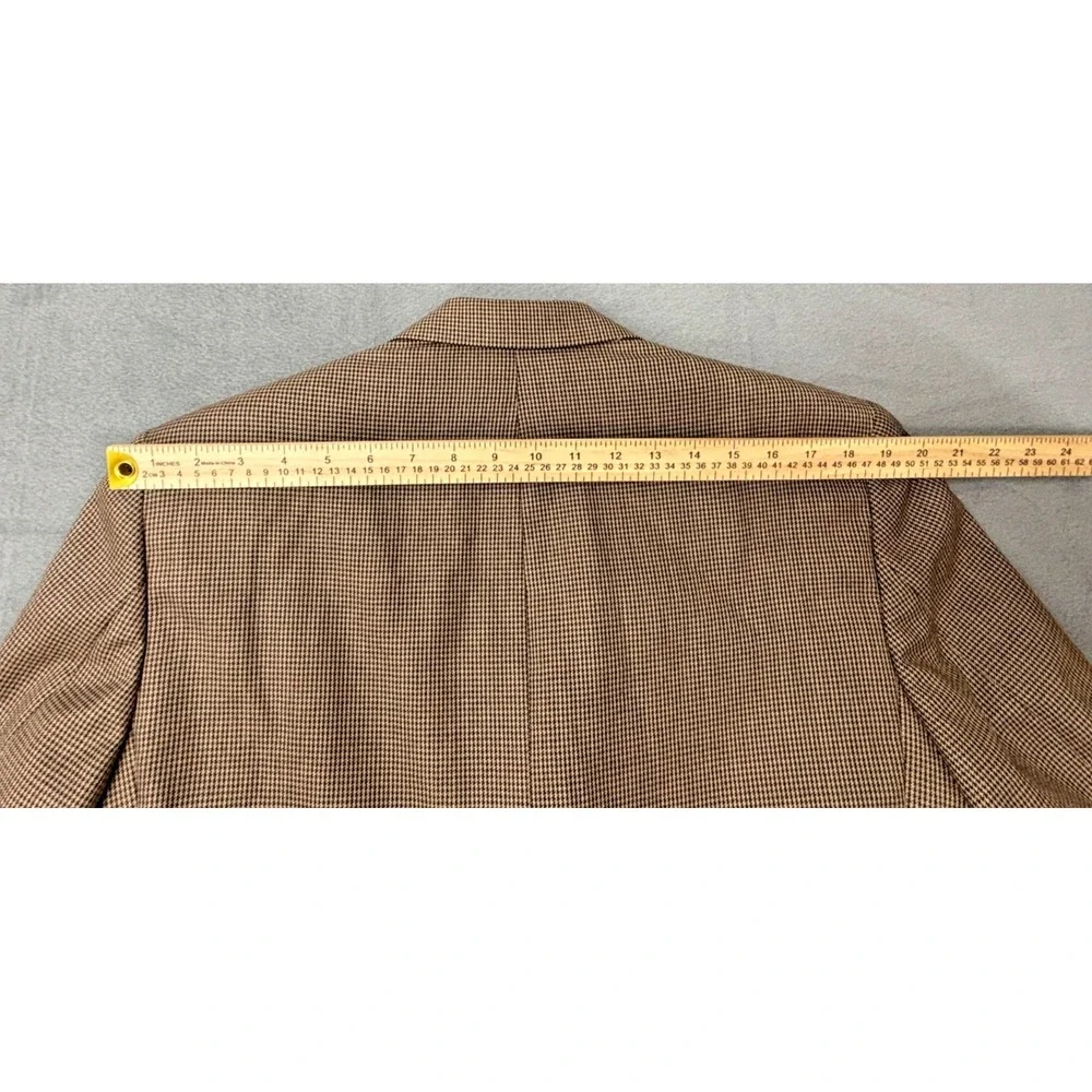 Jos A Bank Blazer Wool Silk Mens Sport Coat Brown Houndstooth Jacket 40 Short