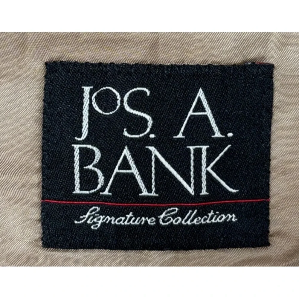 Jos A Bank Blazer Wool Silk Mens Sport Coat Brown Houndstooth Jacket 40 Short