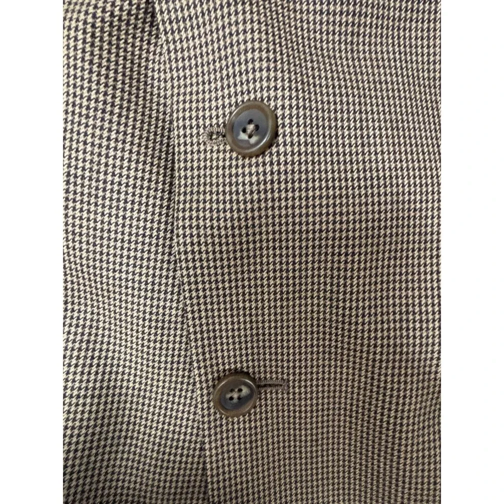 Jos A Bank Blazer Wool Silk Mens Sport Coat Brown Houndstooth Jacket 40 Short