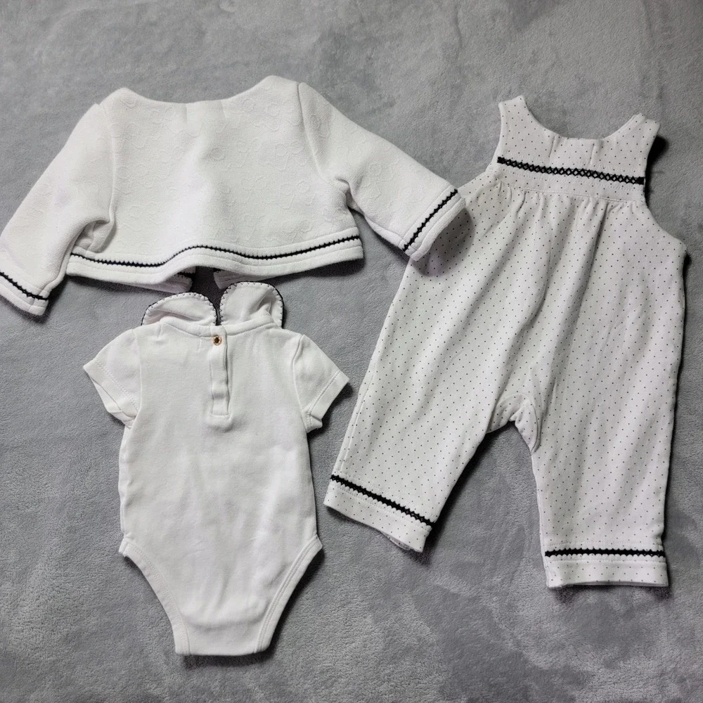 Kate Spade New‎ York Baby Girls 3 Piece Set White Polka Dot 3M Cardigan Romper