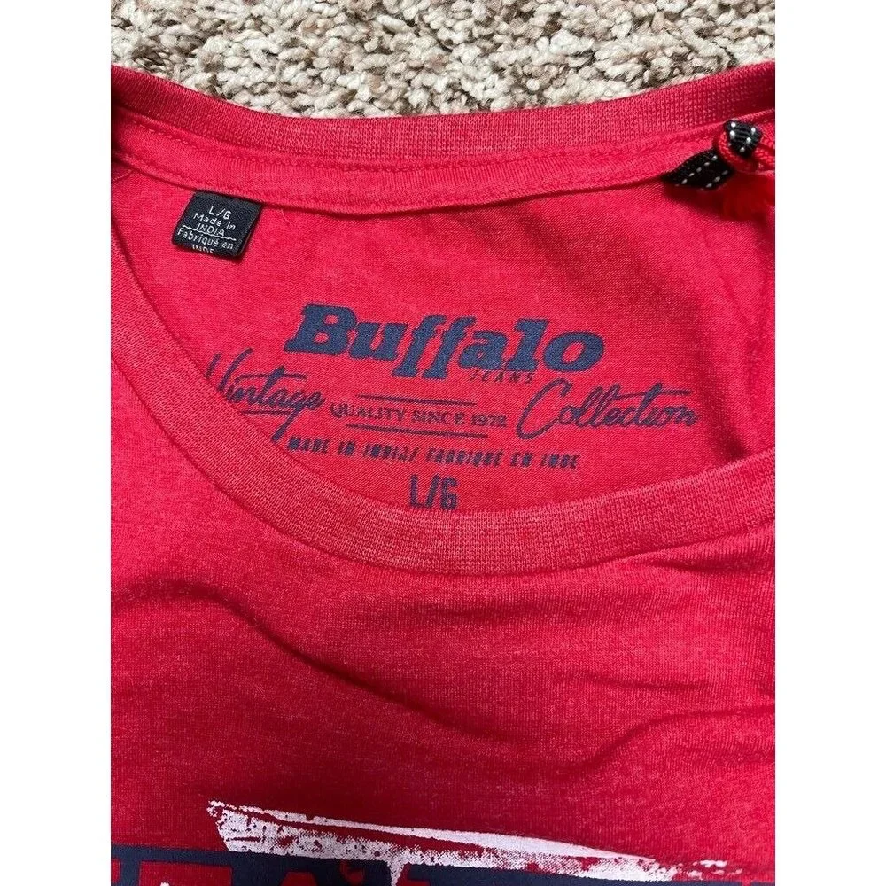 Buffalo David Bitton‎ Vintage Collection Mens Graphic T-Shirt Red Stretch L New