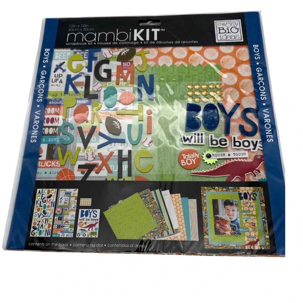 Me & My‎ Big Ideas mambiKIT Boys Will Be Boys 12x12 Scrapbook Kit SRK-68 New