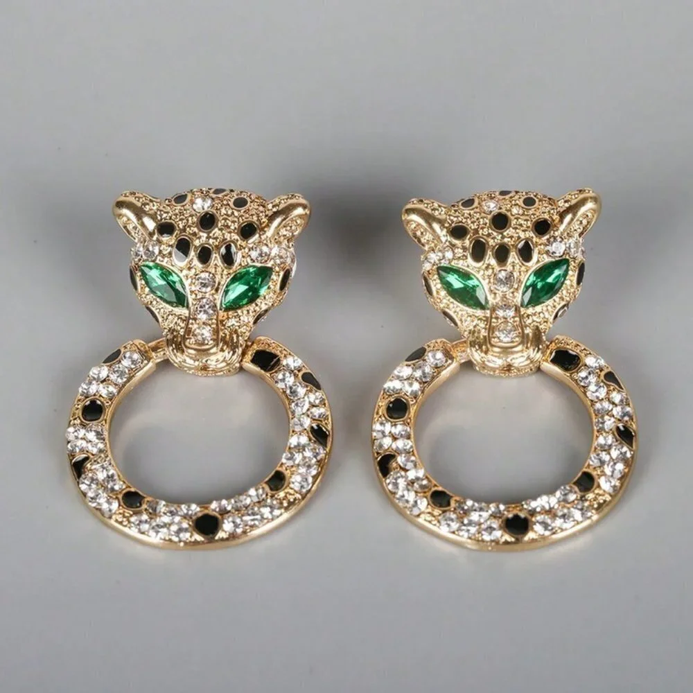 leopard Rhinestone cuff earring chic elegant trendy luxury