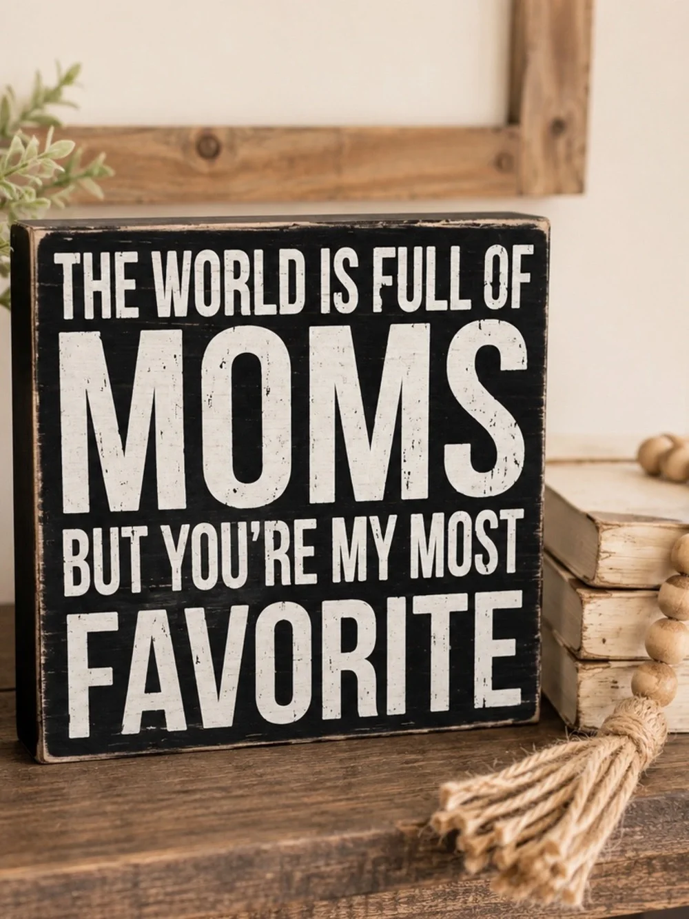 Quill To Paper Favorite Mom Wood Block Sign Farmhouse Shelf Sitter Rustic Decor