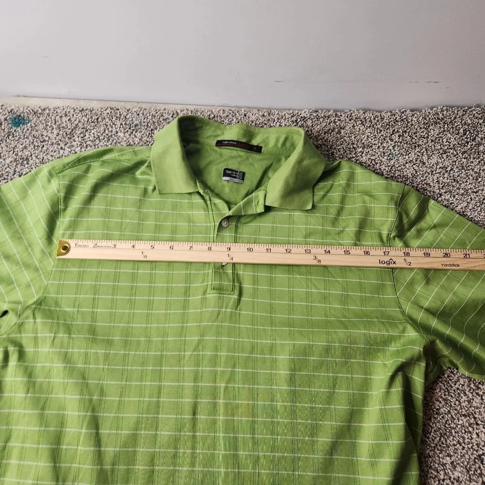 Tiger Woods Collection Nike Dri-Fit  Short Sleeve Polo‎ Men L Green Stripe