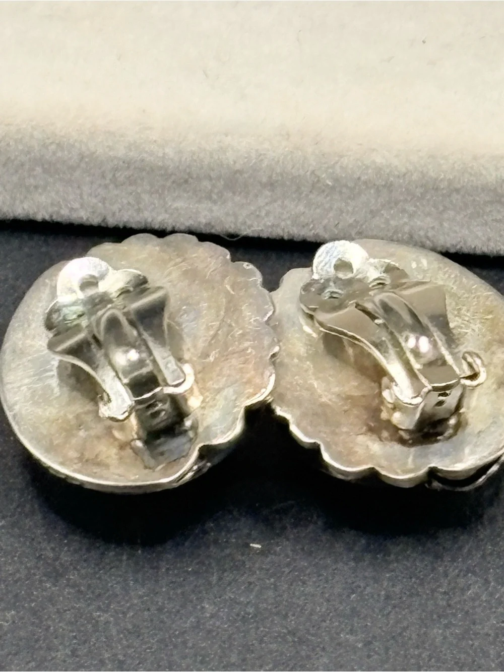 Mexico 925 Sterling Silver Larimar Leaf Clip On Earrings Artisan Vintage