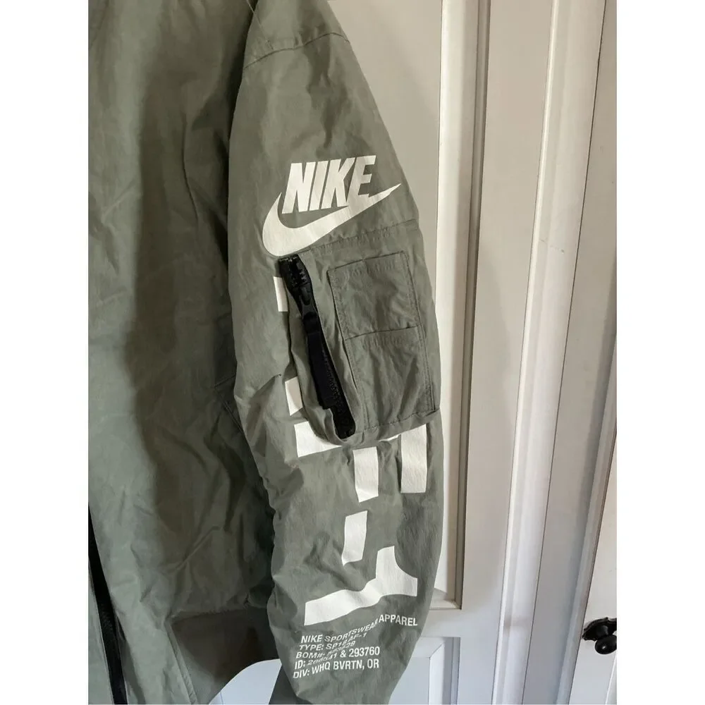 Nike Air Force 1 Reversible Bomber Jacket Sz S Dark Stucco Vivid Sulpher