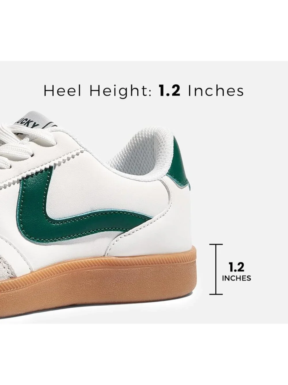 Women's White/Green Classic Fashion Skate No Slip Lace Up Walking Sneaker Shoes