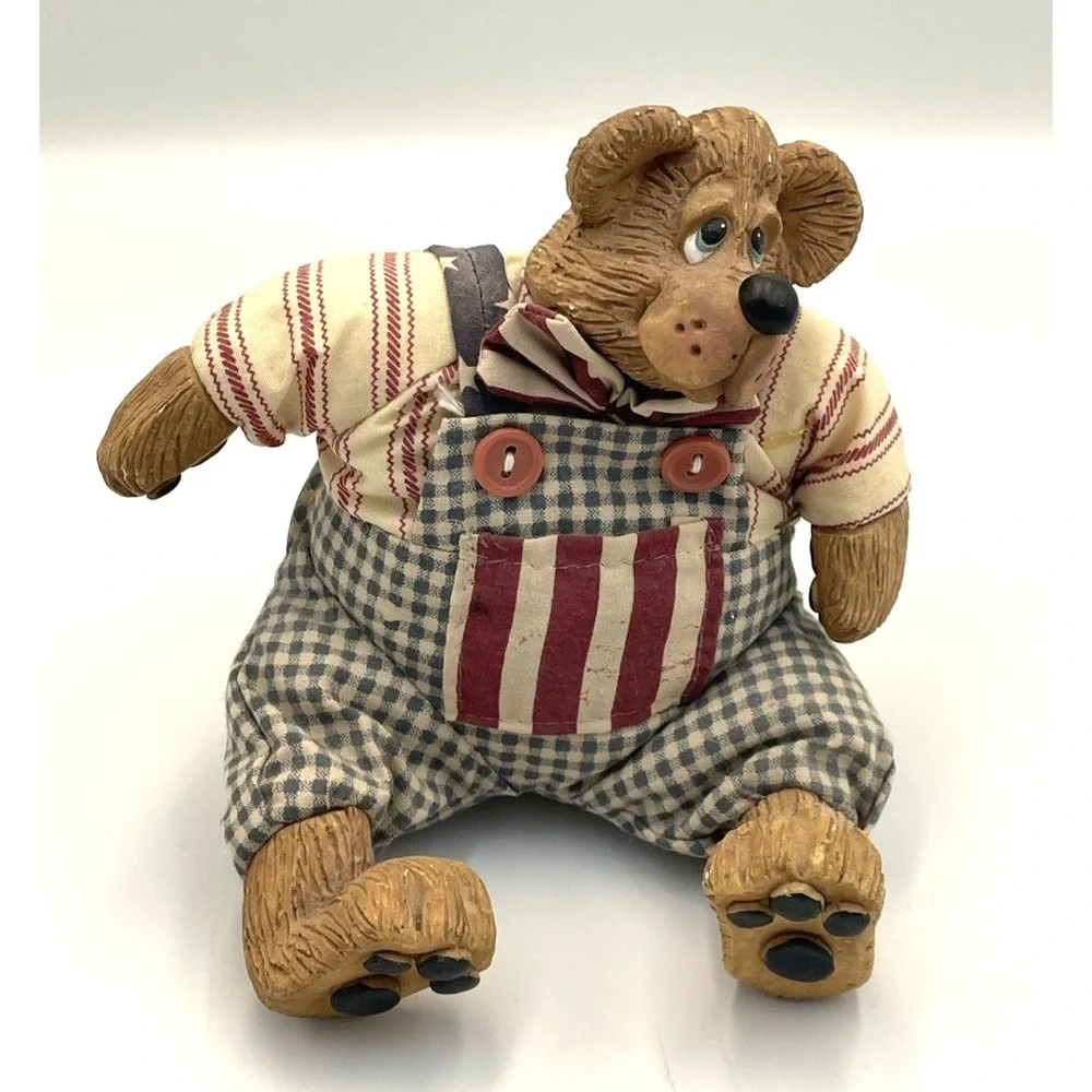 Vtg Russ Berrie Yankee Doodle Bear #2186 Shelf Sitter American‎ Flag Patriotic