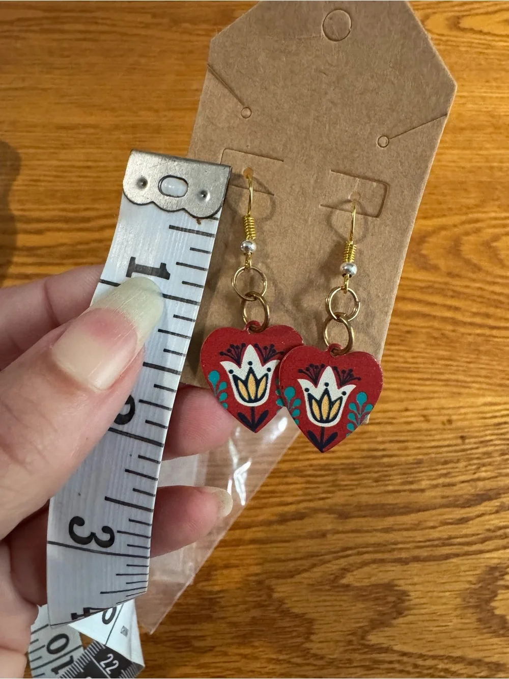Red Heart Floral Drop Earrings - Women Jewelry