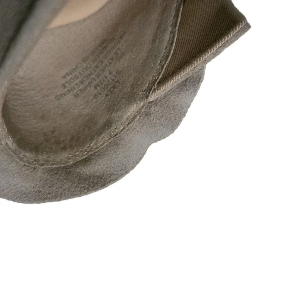 Kate Spade Lilly Ruffle Slip On Sneakers Beige Taupe Suede Leather‎ Flats 7.5M