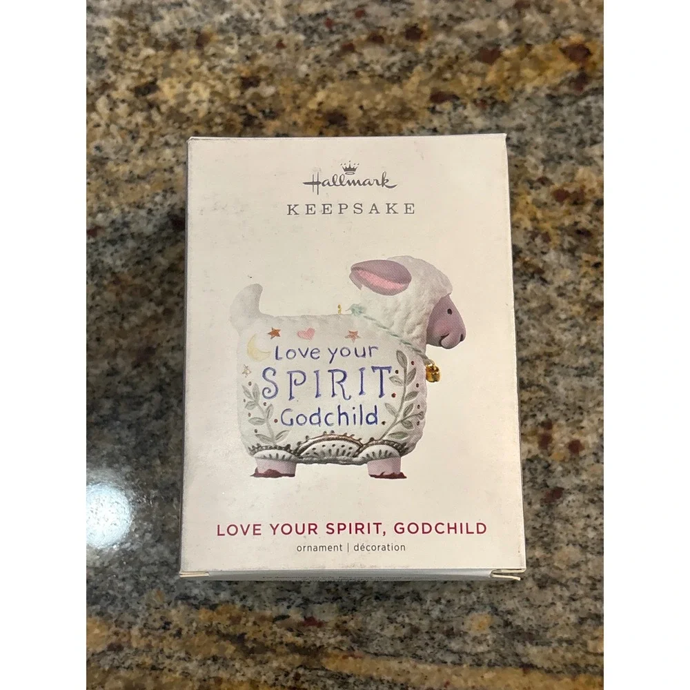 Hallmark Keepsake‎ 2019 Love Your Spirit Godchild Sheep Christmas Ornament White