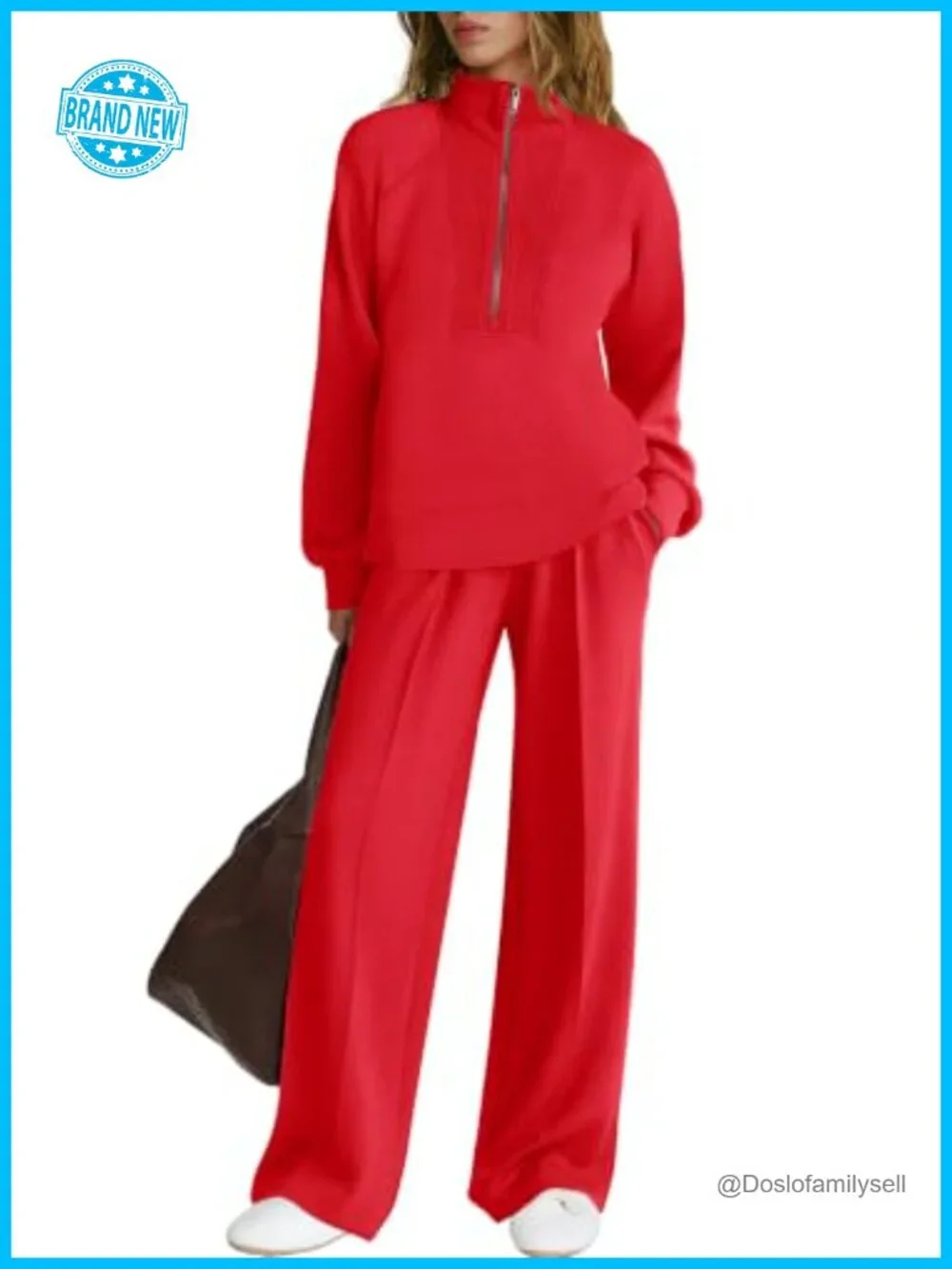 2 Piece Tracksuit Half Zip Long Sleeve Matching Lounge Set Women Fall