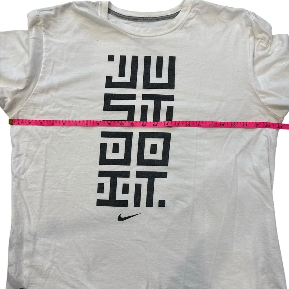 Nike White Tee with Black Geometric Design‎