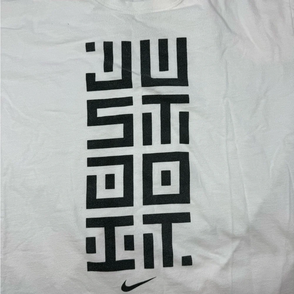 Nike White Tee with Black Geometric Design‎