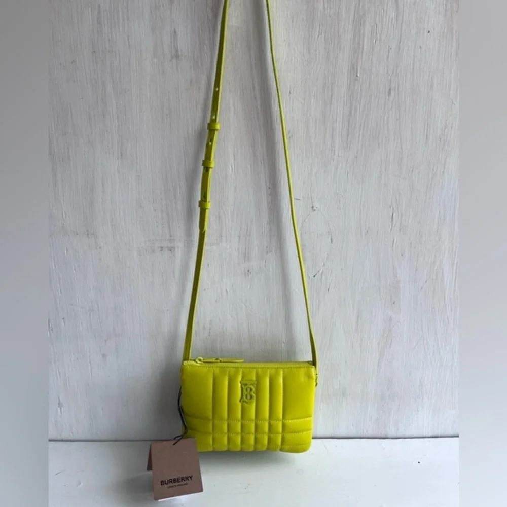 BURBERRY Lola Quilted Twin Pouch Vivid Lime
