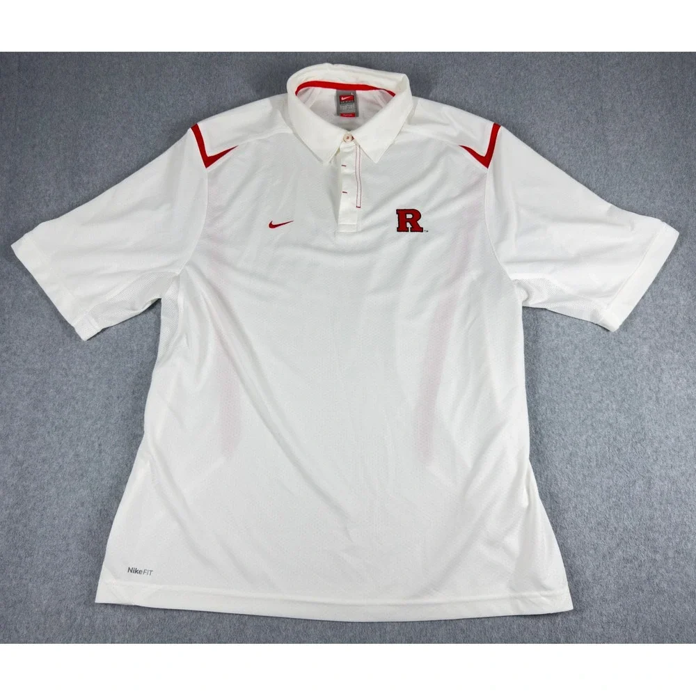 Rutgers Scarlet Knights Shirt Mens L White NCAA Football Nike Polo
