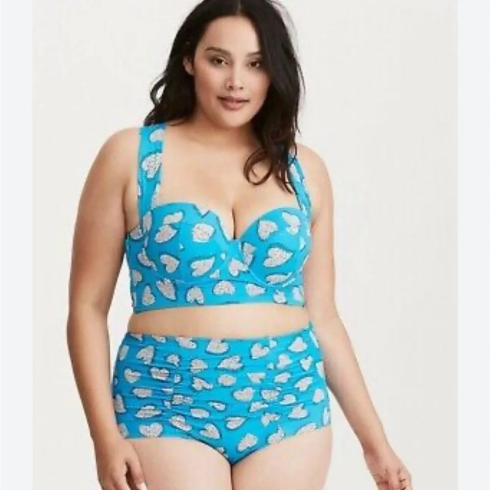 Set! Torrid sz 3 Blue Hearts‎ 2 pc Bathing Swim Suit 3X