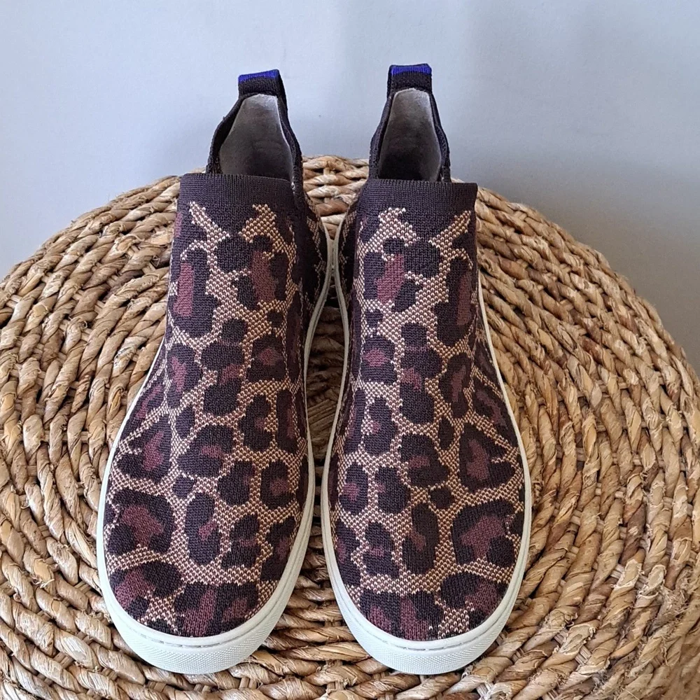 Rothy's‎ Womens Cheetah Print Stretch Pull On Chelsea Sneakers EU39/US8.5