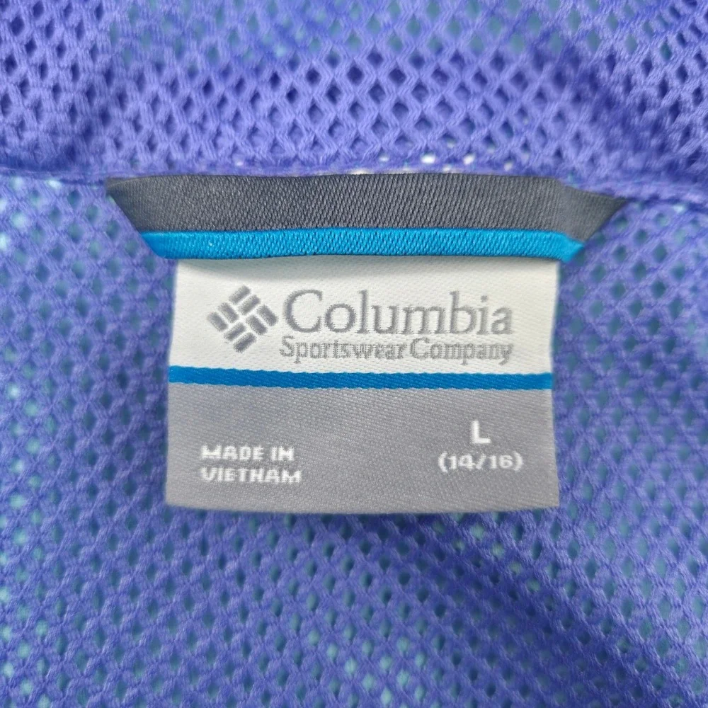 Columbia Kids Omni-Shield Windbreaker Jacket Teal Blue Purple Mesh L Large 14/16