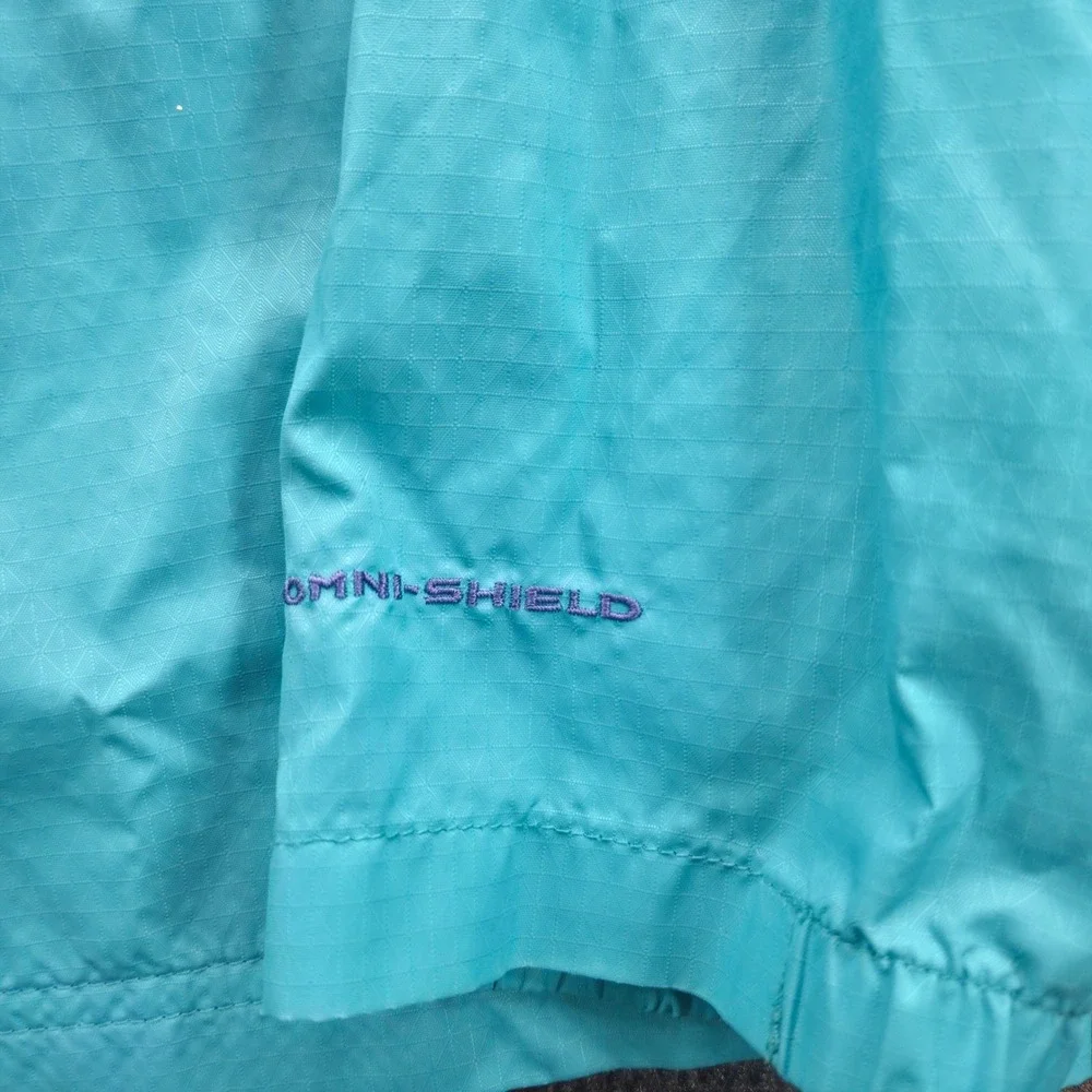 Columbia Kids Omni-Shield Windbreaker Jacket Teal Blue Purple Mesh L Large 14/16