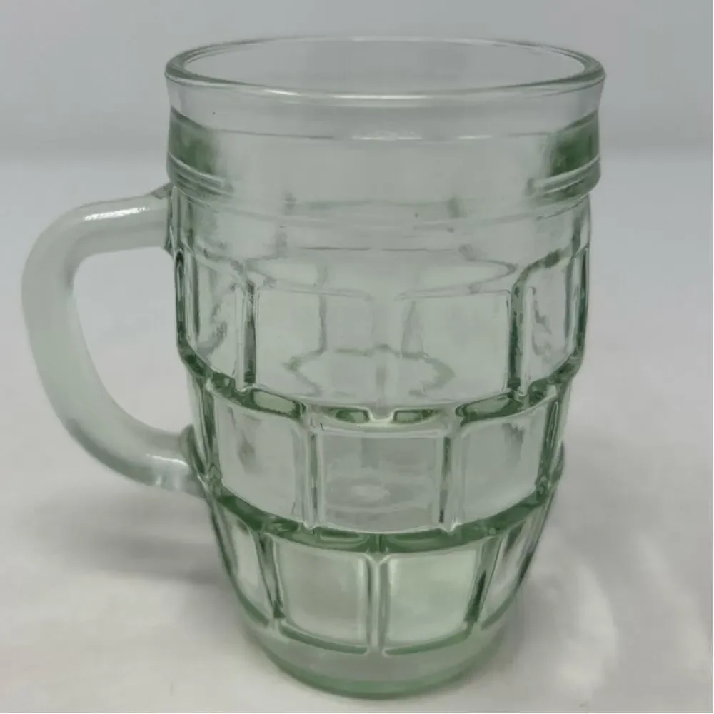 Vintage‎ Barrel Beer Glass Light Green Tint with Handle 4